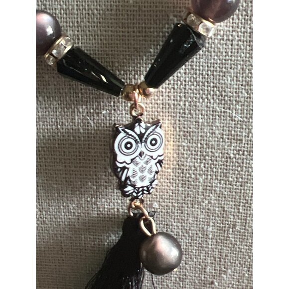 Princess Accessories Grey Cat Eye and Glass Owl Pendant Necklace -- 16" - Picture 7 of 7
